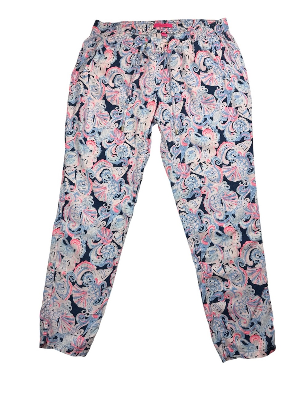 Lilly Pulitzer 100% Linen Seashell Coral Beach Lounge Pants XL Resort